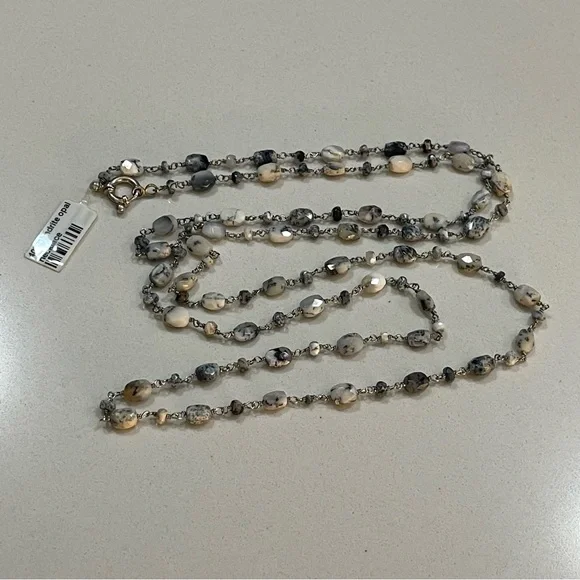 NWT One of A Kind Dentrite Opal beaded 40”Necklace.